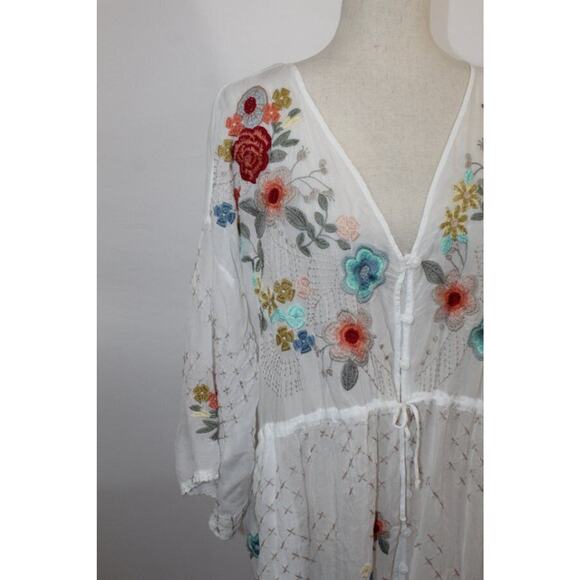 JOHNNY WAS Sz L Large White Fierro Embroidered Dress Coverup NO SLIP NWT - Picture 7 of 9